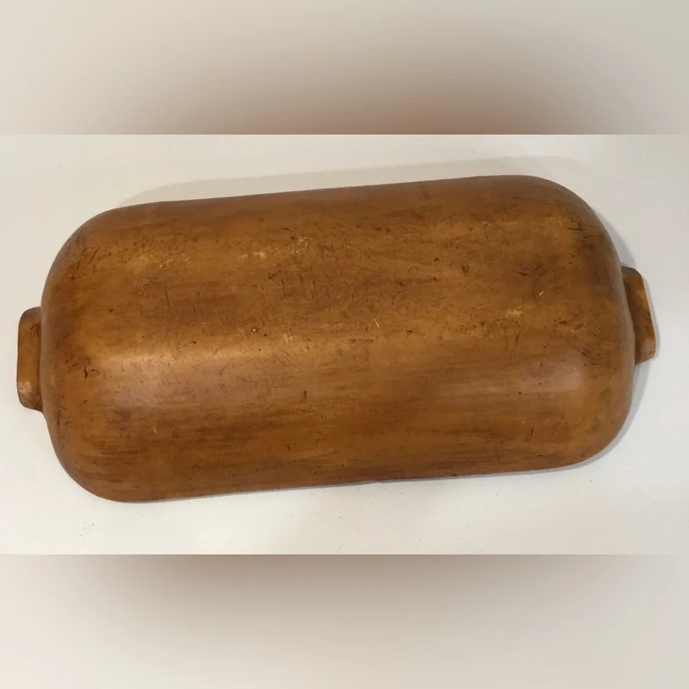Handcrafted Rustic Wooden Dough Bowl - Brown